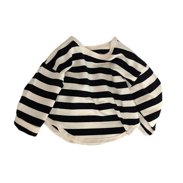 Gestreiftes Langarmshirt für Jungen aus Baumwolle mit Rundhalsausschnitt schwarz 6