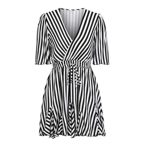 Gestreiftes Minikleid schwarz S