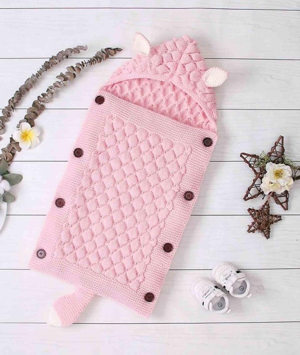 Gestrickte Kinderwagentasche rosa