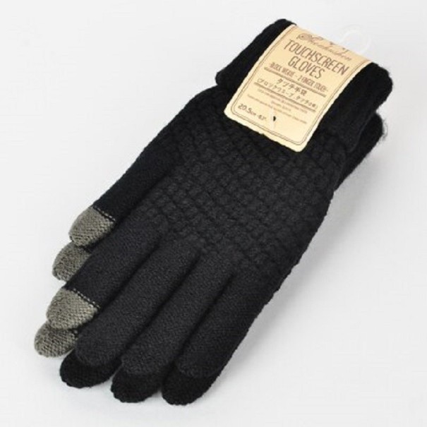 Gestrickte Touchscreen-Handschuhe schwarz