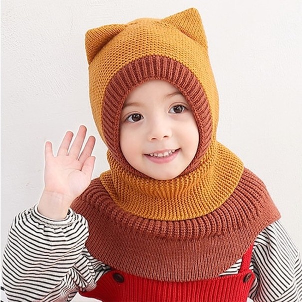 Gestrickte Winter-Sturmhaube für Kinder A209 dunkelgelb