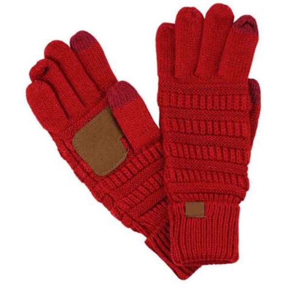 Gestrickte Winterhandschuhe rot