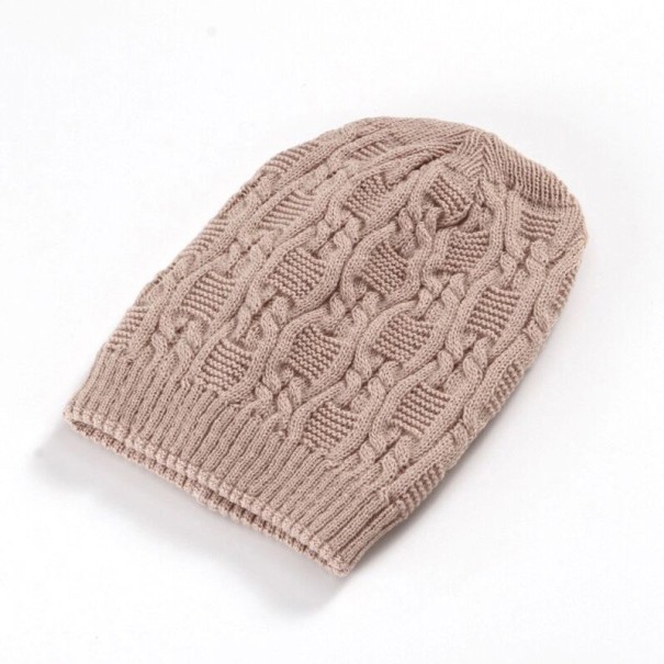 Gestrickte Wintermütze für Damen J2804 beige