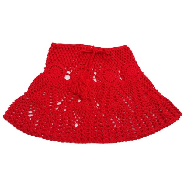 Gestrickter Minirock für Damen rot