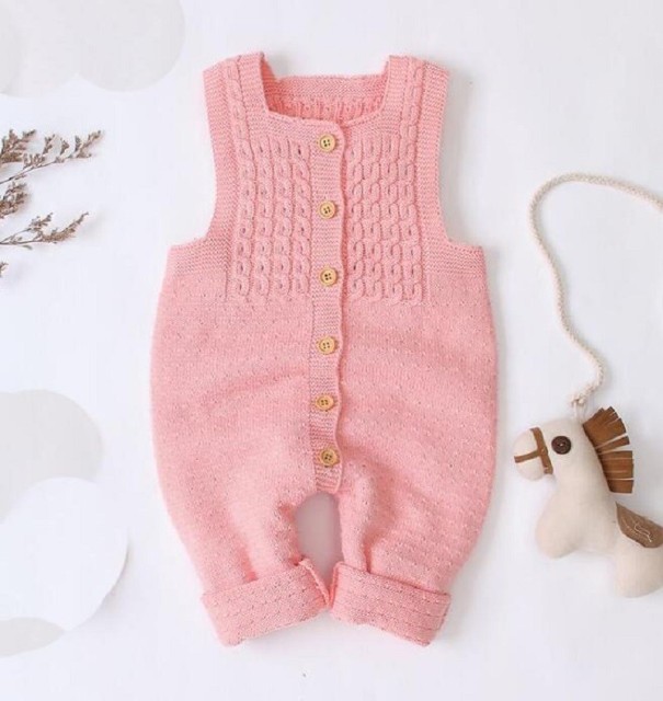 Gestrickter Overall für Kleinkinder T2740 rosa 3-6 Monate