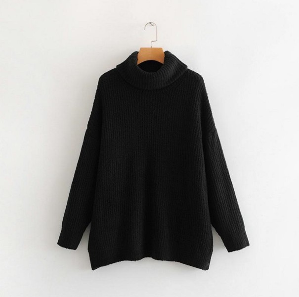 Gestrickter Rollkragenpullover für Damen G248 schwarz S