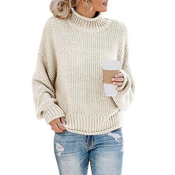 Gestrickter Rollkragenpullover für Damen G250 creme L
