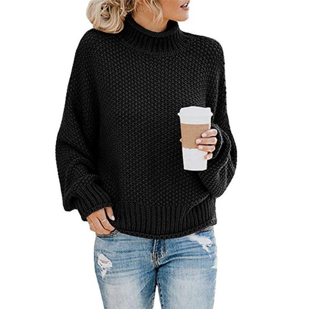 Gestrickter Rollkragenpullover für Damen G250 schwarz S
