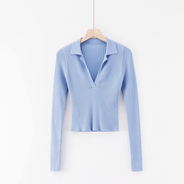 Gestricktes Crop-Top für Damen G249 hellblau M