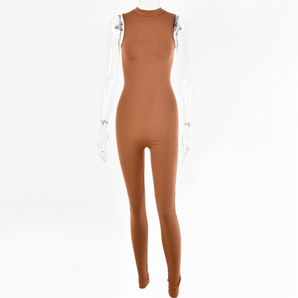 Getailleerde jumpsuit voor dames bruin L