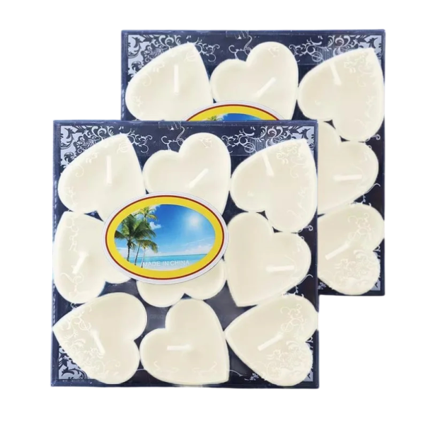 Geurkaarsen Hart Decoratieve Set 18 stuks 4 x 1,8 cm Kaarsen voor Bruiloften, Feesten en Romantische Arrangementen wit