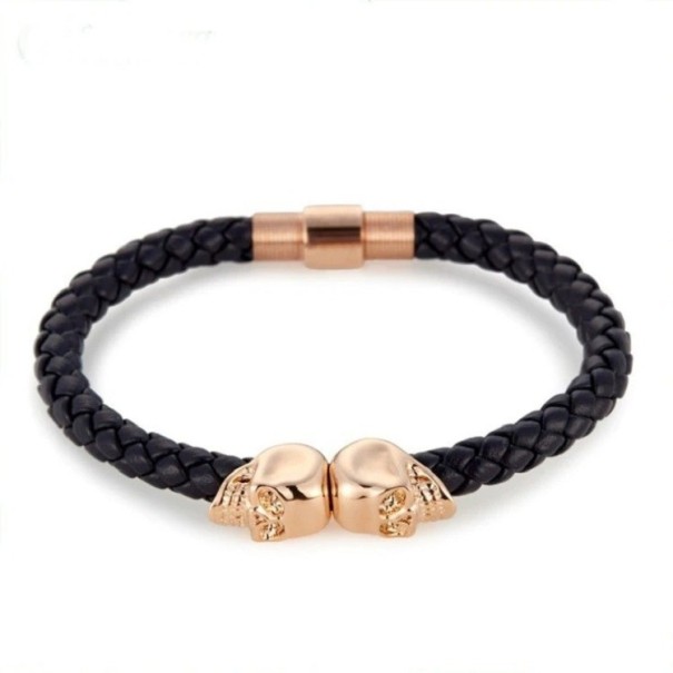 Gevlochten schedelarmband voor dames oudroze