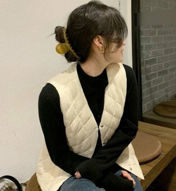 Gewatteerd damesvest P1985 crème M