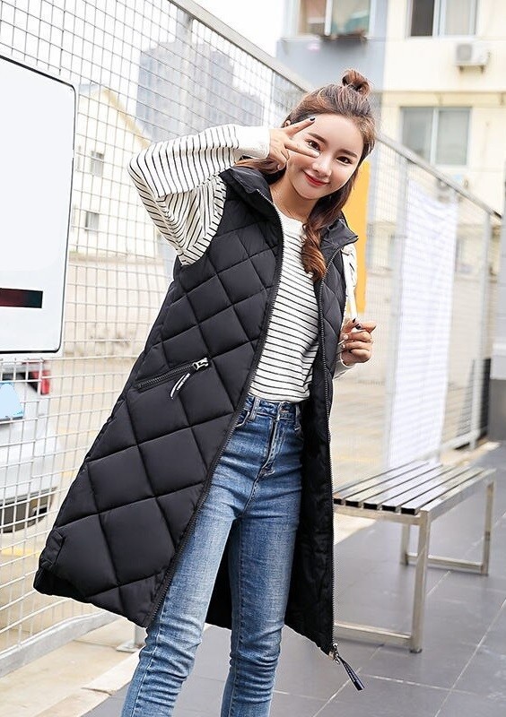 Gewatteerd damesvest P2122 zwart S