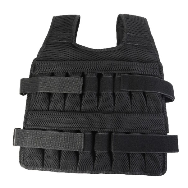 Gewichtsweste 15 kg für Kraft- und Konditionstraining Schwarze Trainingsweste mit Doppeltaschen Verstellbare Sportweste 1