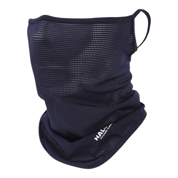 Gezichtsmasker en nekdoek met oorlussen en geperforeerde stof voor fietsen en wandelen universele maat donkerblauw