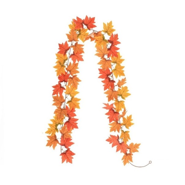 Ghirlanda autunnale artificiale 2 m Foglie di acero per Halloween, Decorazioni per matrimoni e autunnali Decorazione artificiale per tavolo, parete o corrimano 1