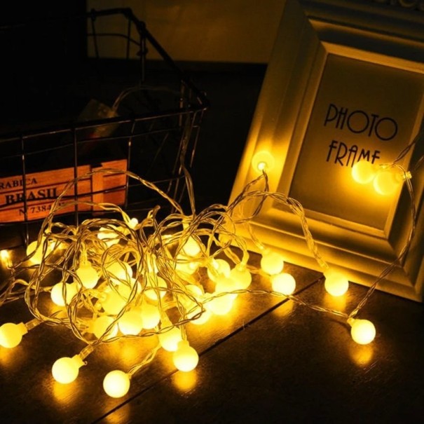 Ghirlandă luminoasă de Crăciun cu bile strălucitoare LED Ghirlandă luminoasă de grădină cu LED-uri Ghirlandă luminoasă de exterior alimentată prin USB 3m 20 LED-uri alb cald