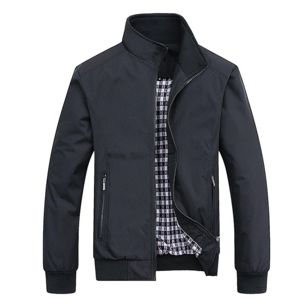 Giacca con zip e colletto alto Giacca leggera autunnale con fodera Giacca elegante per il tempo libero Giacca antivento per la città nero XXS