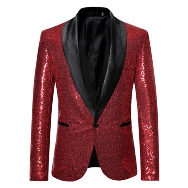 Giacca da uomo con paillettes F370 rosso M