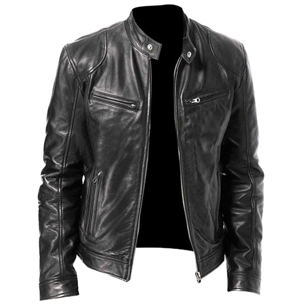Giacca di pelle da uomo F1189 nero S