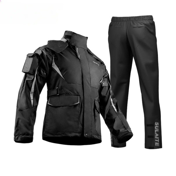 Giacca e pantaloni impermeabili unisex per motociclista in poliestere TPU per la protezione dalla pioggia nero M