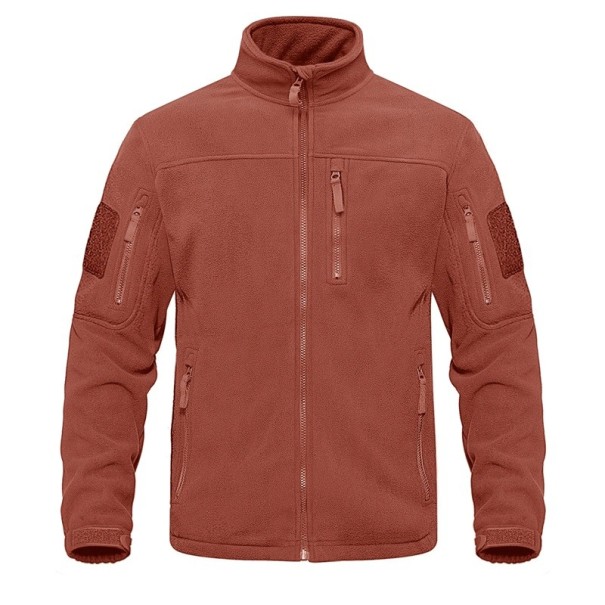 Giacca in fleece tattica da uomo con più tasche con zip Giacca sportiva con colletto alto Abbigliamento da trekking antivento arancione XXL