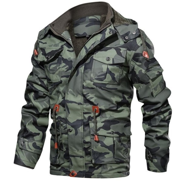 Giacca in pelle da uomo F1296 verde militare M