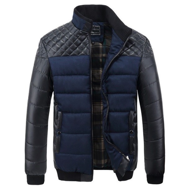 Giacca in pelle invernale da uomo J2069 blu XL
