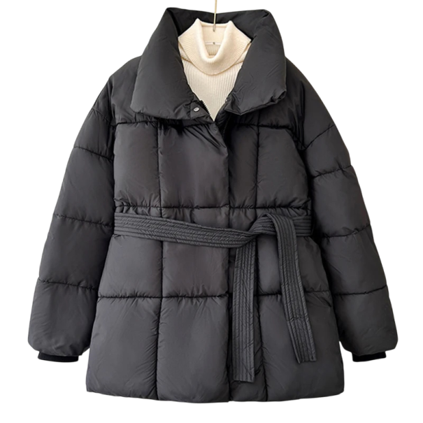 Giacca invernale da donna Chiusura con zip e bottoni Collo Cordino in vita Poliestere cotone Cappotto invernale caldo Giacca elegante e comoda per il periodo freddo nero XXL