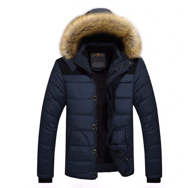 Giacca invernale da uomo con pelliccia J2629 blu scuro S