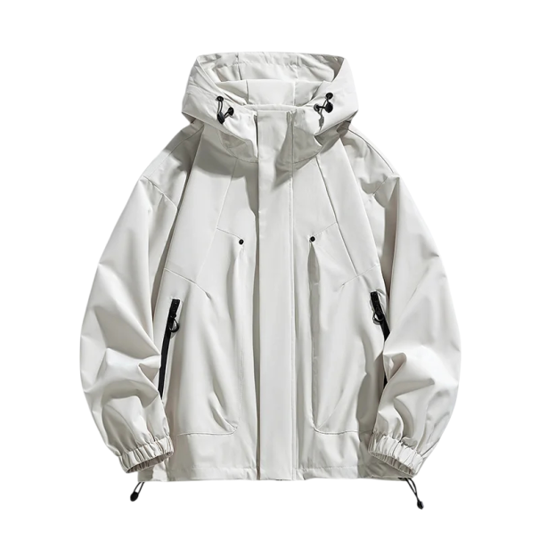 Giacca invernale da uomo Resistente al vento Con cappuccio Chiusura con zip Tasche pratiche Realizzazione in poliestere resistente Giacca invernale calda per i periodi freddi bianco XS