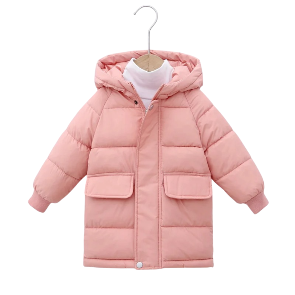 Giacca invernale unisex per bambini con zip e bottoni, con cappuccio e tasche. Caldo giacchino in cotone e poliestere per ragazzi e ragazze. Comoda per l'inverno rosa 10