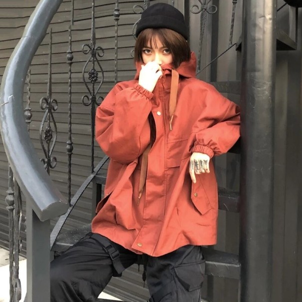 Giacca oversize da donna P1418 rosso mattone