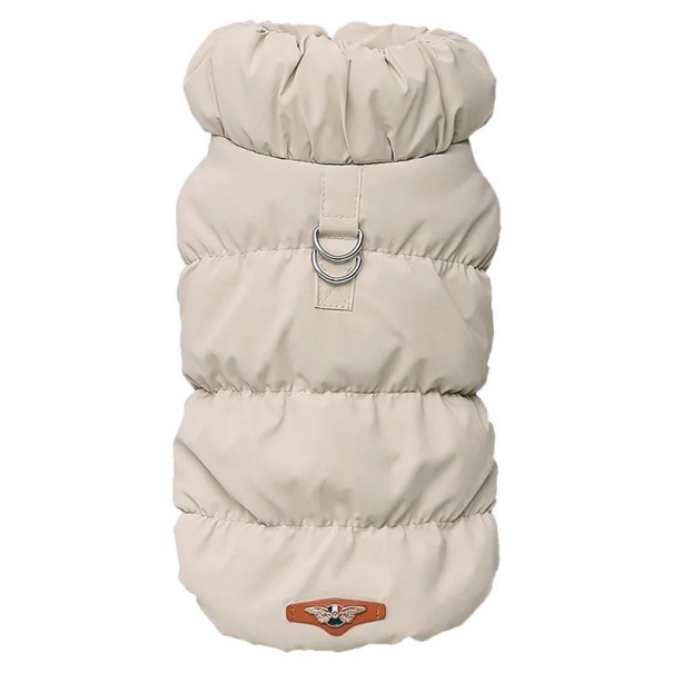Giacca per cani imbottita e calda Giacca invernale per cani Abbigliamento imbottito caldo per cani Giacca in cotone antivento per cani beige L