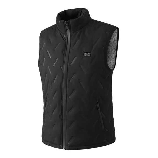 Gilet chauffant pour homme avec 9 zones de chauffage à fermeture éclair en polyester alimentation USB-C gilet fonctionnel léger pour le travail en extérieur, la randonnée et les activités d'hiver noir XS