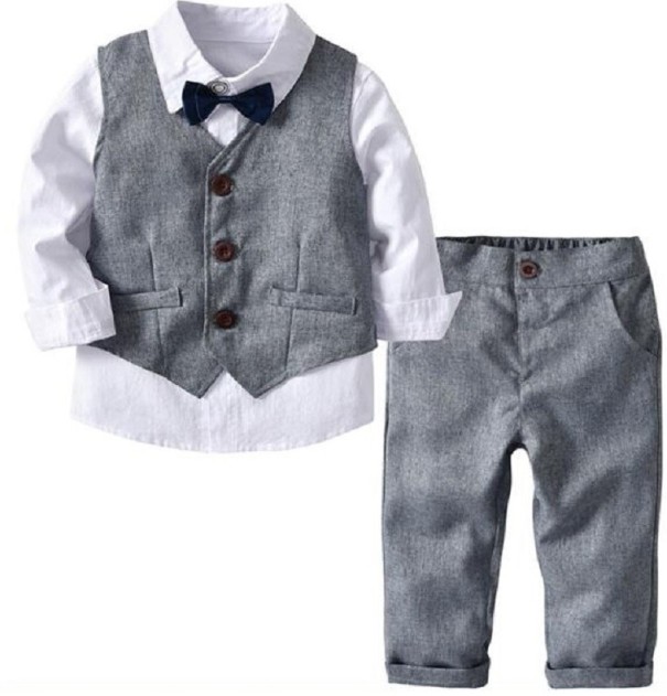 Gilet, chemise et pantalon pour garçon B1318 blanc 2