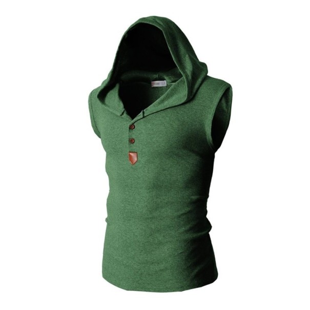 Gilet da uomo con cappuccio T1998 verde scuro S