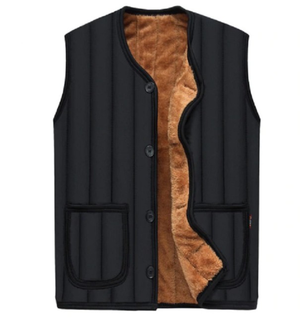 Gilet da uomo imbottito con pelliccia - Nero XS