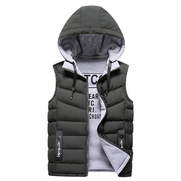 Gilet da uomo imbottito reversibile verde militare XXS