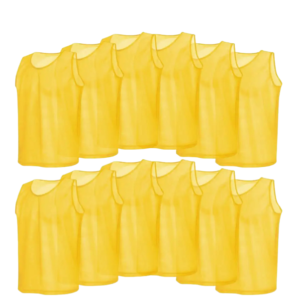 Gilet distintivi colorati per sport Set di gilet distintivi Gilet sportivi distintivi per adulti 12 pz giallo