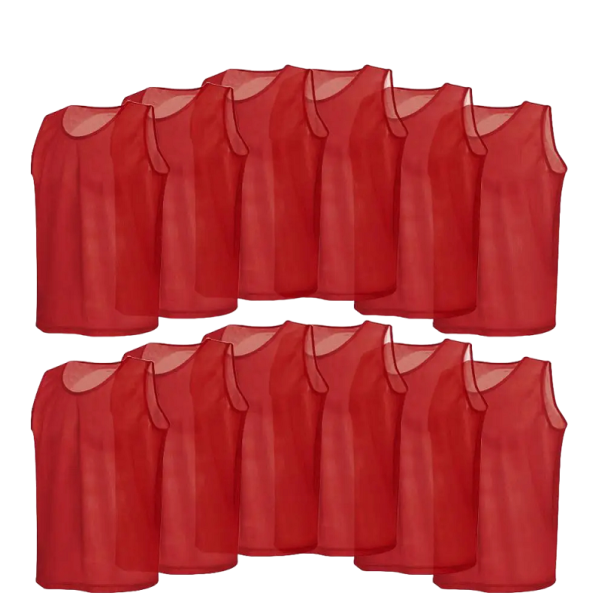 Gilet distintivi colorati per sport Set di gilet distintivi Gilet sportivi distintivi per adulti 12 pz rosso