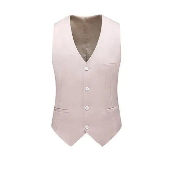 Gilet élégant pour homme à boutons avec poches et poche poitrine Gilet uni de soirée Différentes couleurs Style formel Polyester beige XS