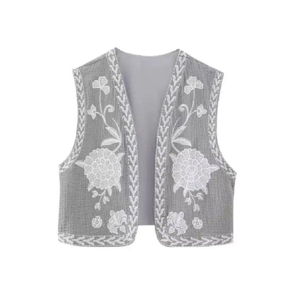 Gilet Femme à Fleurs gris L