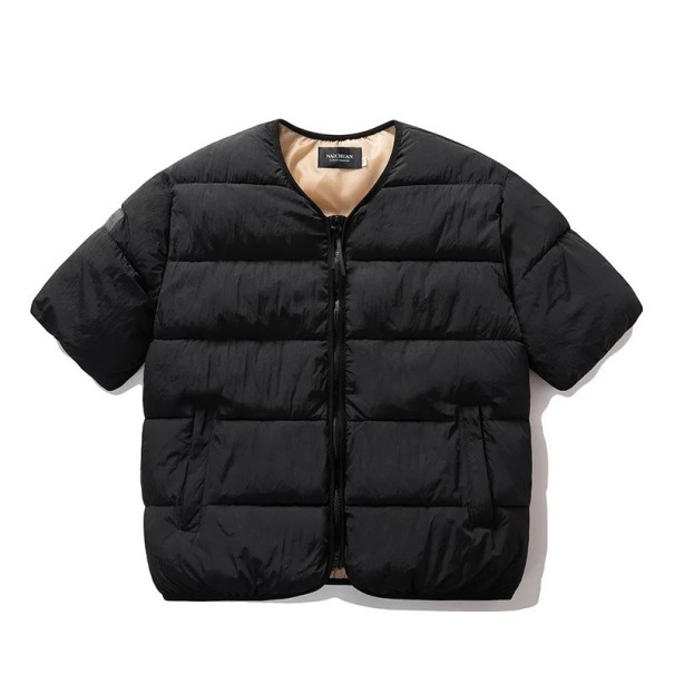 Gilet imbottito da uomo con zip e tasche con zip in poliestere per uso quotidiano, escursionismo e attività all'aperto nero XS