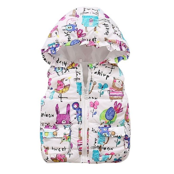 Gilet imbottito per ragazza L1903 bianco 18-24 mesi