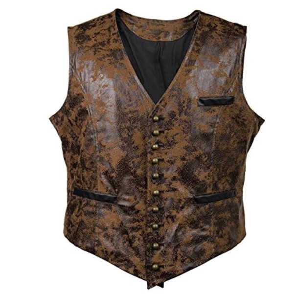 Gilet in pelle da uomo marrone XS