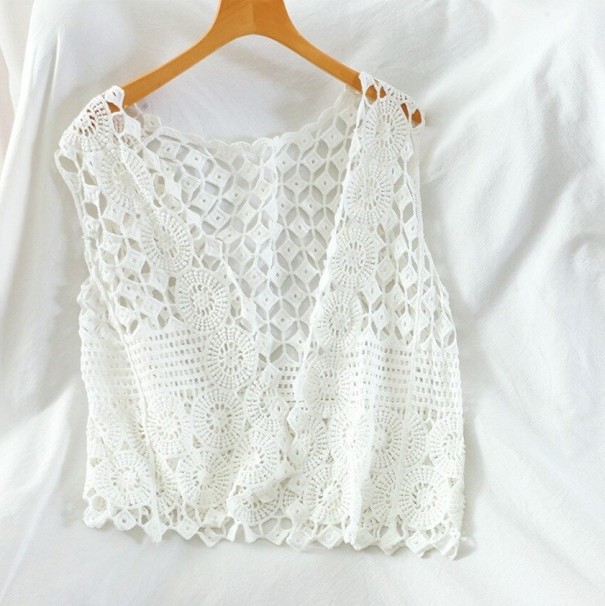 Gilet in pizzo da donna P1909 bianco