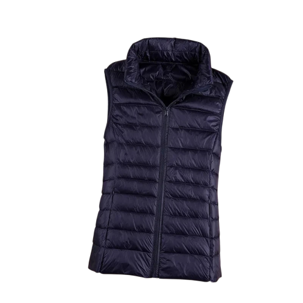 Gilet invernale da donna con collo alto e chiusura con zip Gilet caldo monocolore in poliestere leggero Gilet invernale alla moda in vari colori nero 3XL