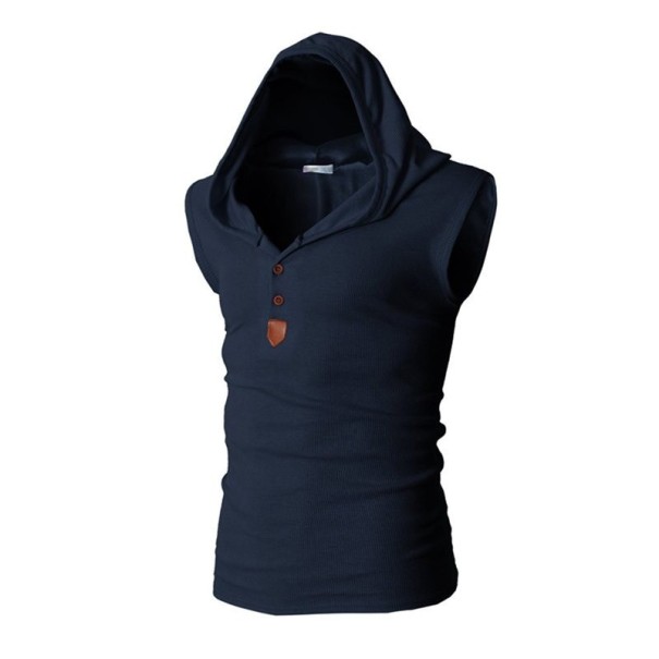 Gilet pour homme avec capuche T1998 bleu foncé L